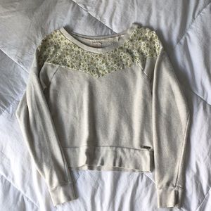 Rosy Cream Floral Lace Sweatshirt